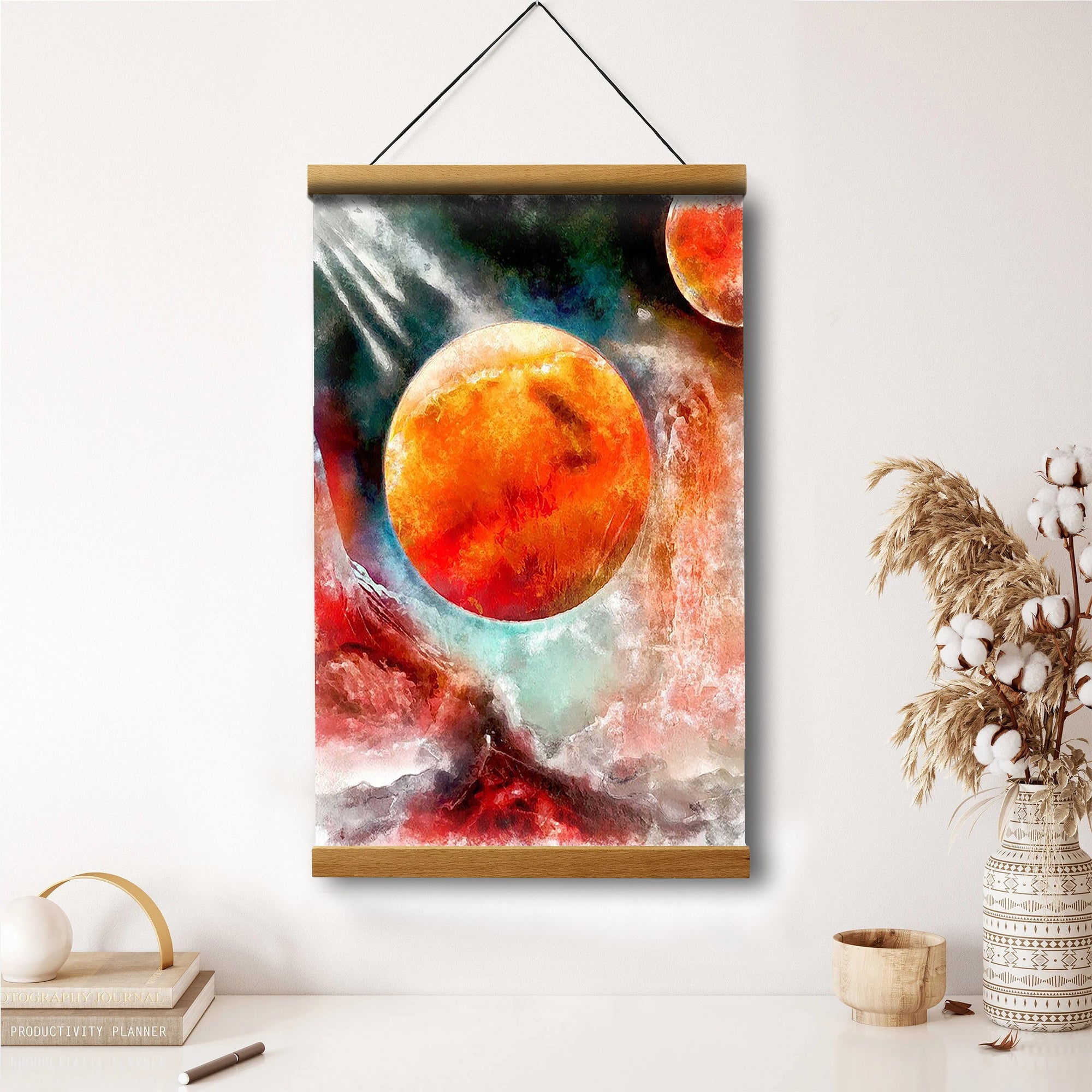 Space Galaxy Planet Hanging Canvas Wall Art - Canvas Wall Decor - Home Decor Living Room
