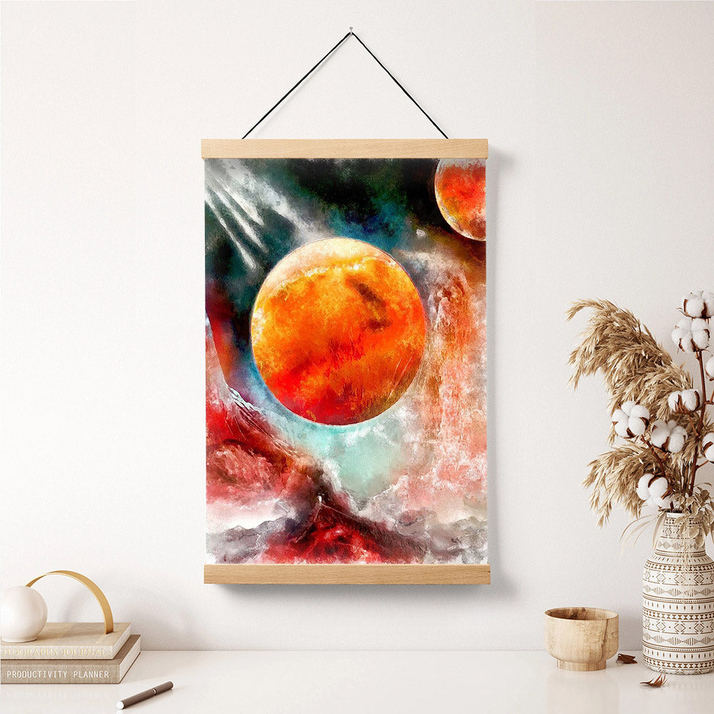 Space Galaxy Planet Hanging Canvas Wall Art - Canvas Wall Decor - Home Decor Living Room