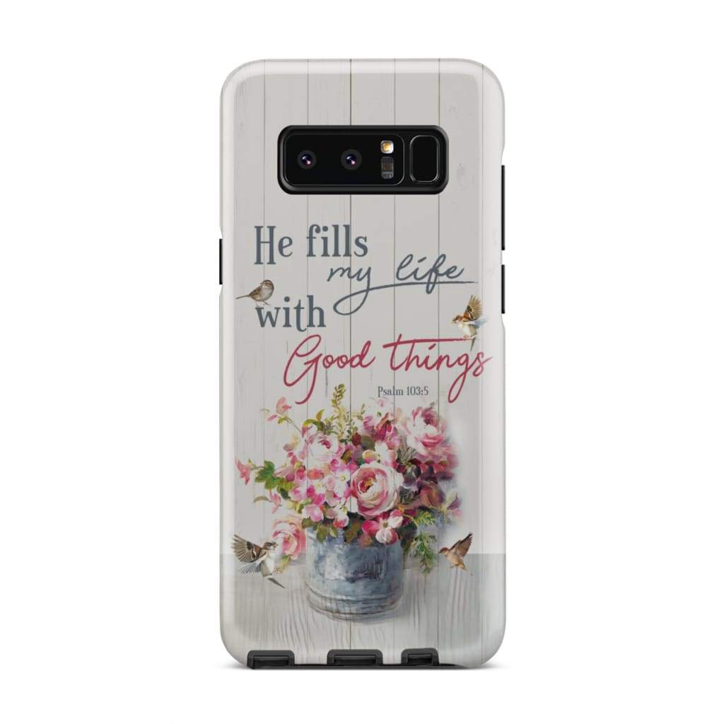 Sparrow Floral - He Fills My Life With Good Things Psalm 1035 Bible Verse Phone Case - Inspirational Bible Scripture iPhone Cases