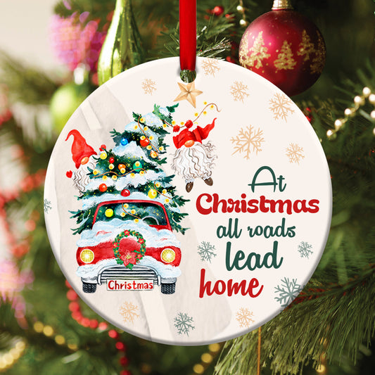 Special Ceramic Circle Ornament - Christmas Takes Us Home - Christian Hanging Gift