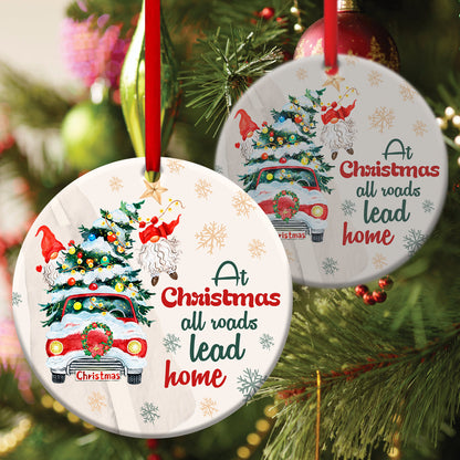 Special Ceramic Circle Ornament - Christmas Takes Us Home - Christian Hanging Gift