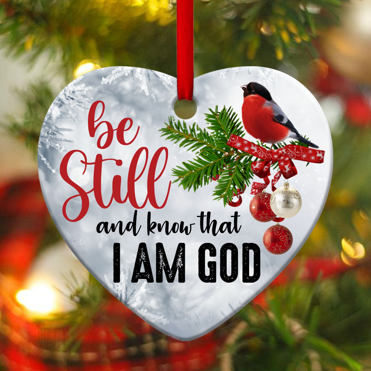 Special Ceramic Heart Ornament - I Am God - Christmas Decor - Funny Ornament