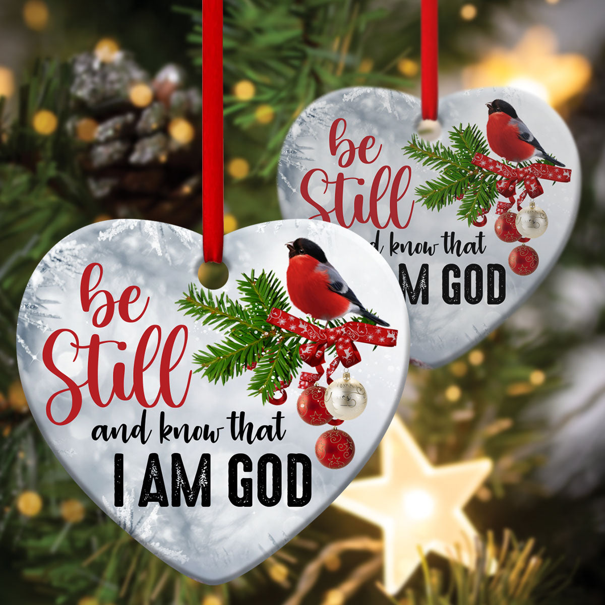 Special Ceramic Heart Ornament - I Am God - Christmas Decor - Funny Ornament