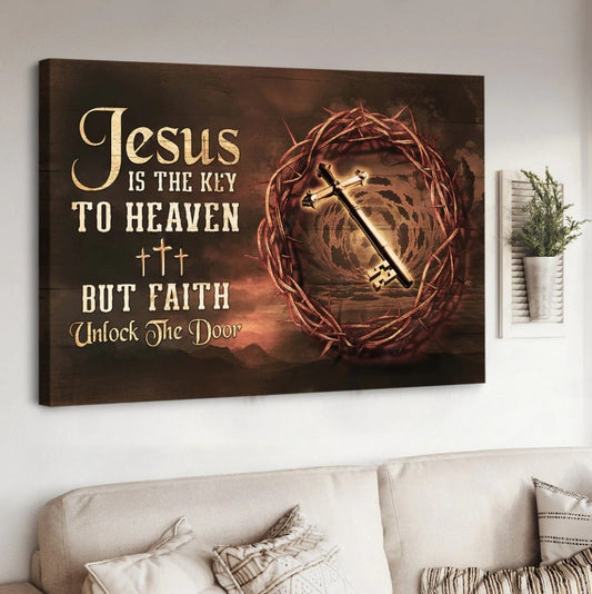 Special Key Thorn Crown Jesus Is The Key To Heaven Canvas Wall Art - Jesus Canvas Pictures - Christian Wall Posters