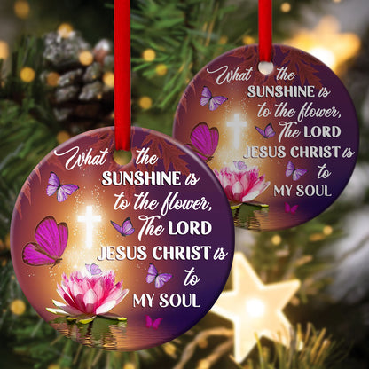 Special Lotus Ceramic Circle Ornament - The Lord Jesus Christ Is To My Soul - Gift For Christmas