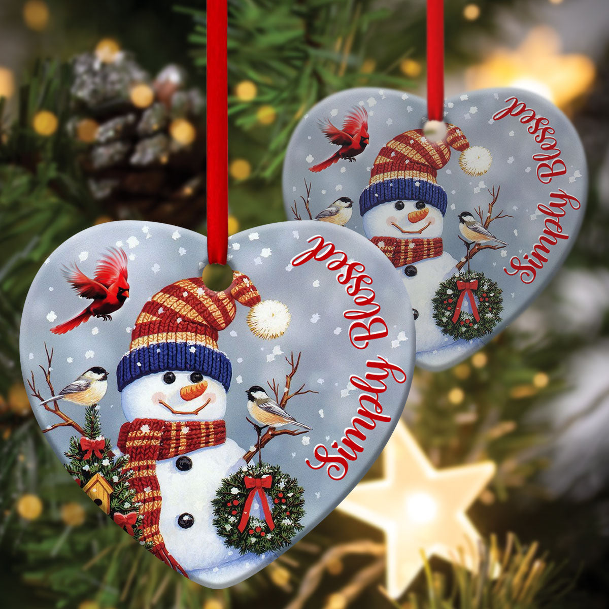 Special Snowman Ceramic Heart Ornament - You Are Blessed From Jesus - Christmas Decor - Funny Ornament
