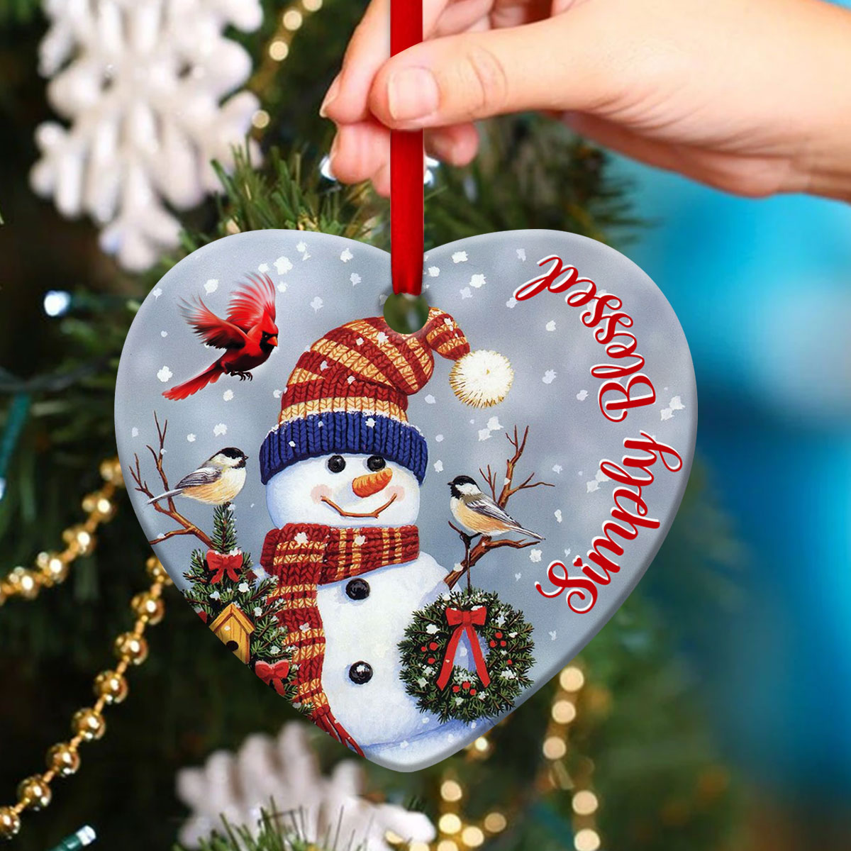 Special Snowman Ceramic Heart Ornament - You Are Blessed From Jesus - Christmas Decor - Funny Ornament