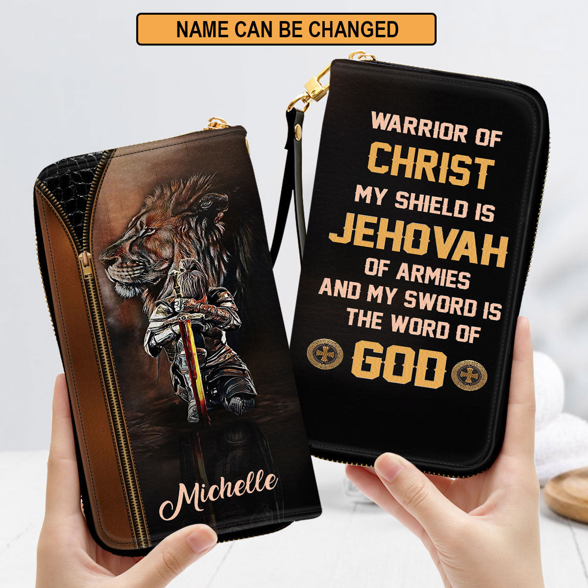Spiritual Gift From God For Women My Sword Is The Word Of God Clutch Purse For Women - Personalized Name - Christian Gifts For Women