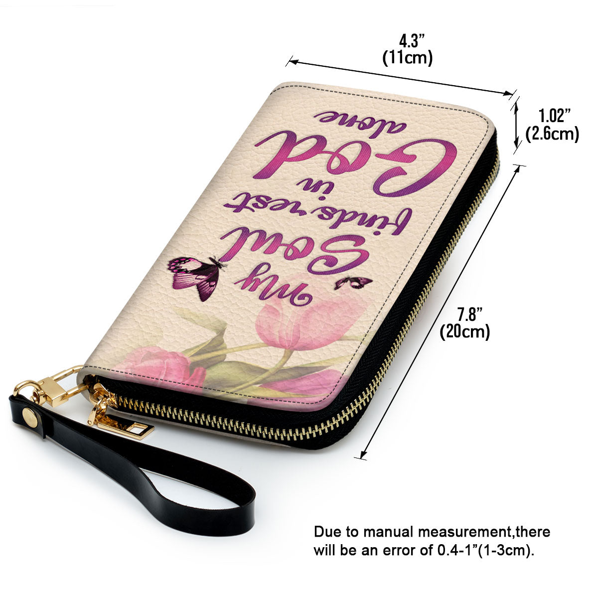 Spiritual Gift Of Faith For Women Tulip And Butterfly Clutch Purse For Women - Personalized Name - Christian Gifts For Women