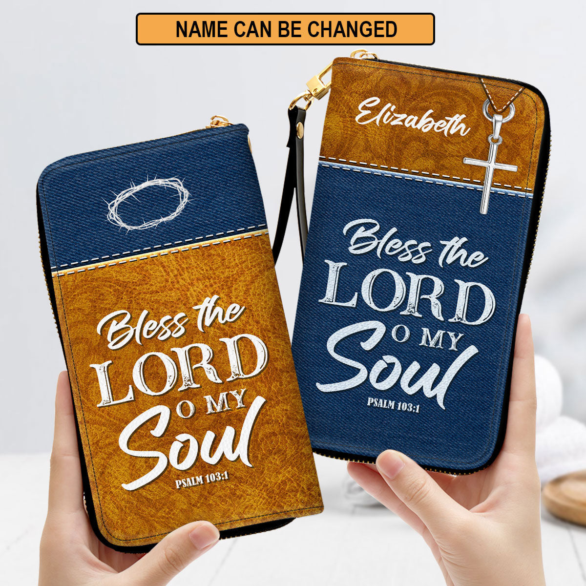Spiritual Gifts For Women Psalm 1031 Bless The Lord O My Soul Clutch Purse For Women - Personalized Name - Christian Gifts For Women