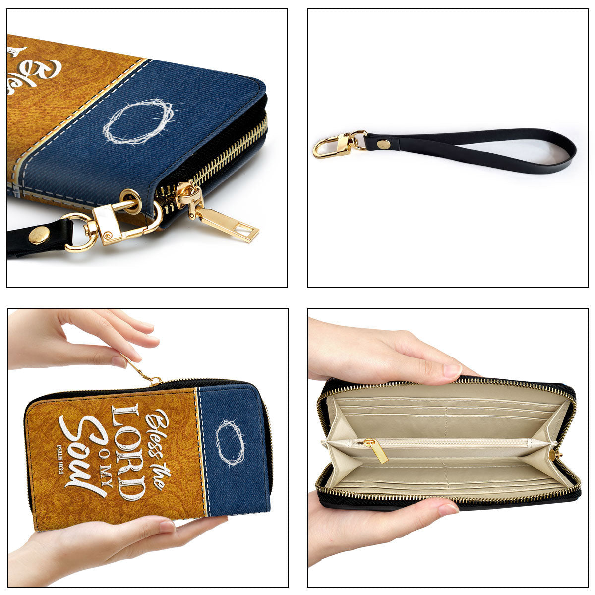 Spiritual Gifts For Women Psalm 1031 Bless The Lord O My Soul Clutch Purse For Women - Personalized Name - Christian Gifts For Women