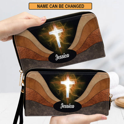 Spiritual Gifts For Women Stunning Cross Clutch Purse For Women - Personalized Name - Christian Gifts For Women