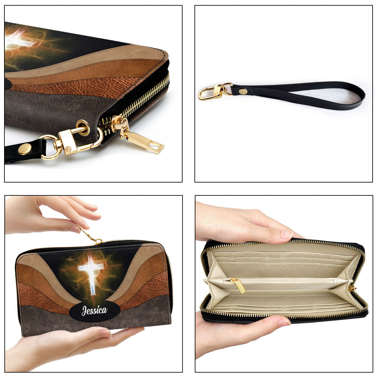 Spiritual Gifts For Women Stunning Cross Clutch Purse For Women - Personalized Name - Christian Gifts For Women