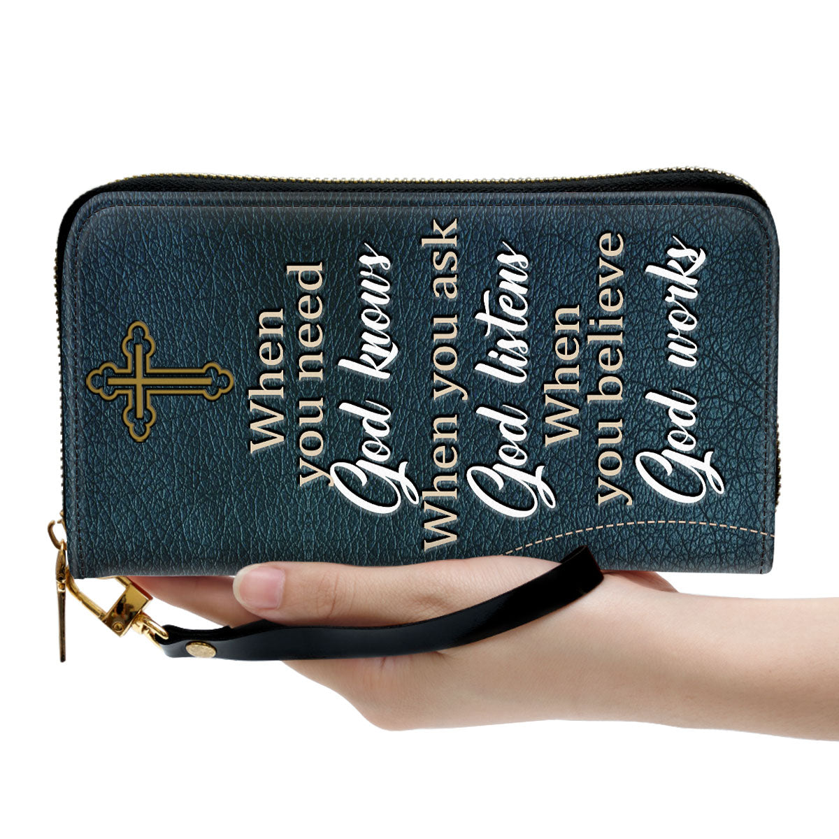 Spiritual Gifts For Women When You Need, God Knows Cross Clutch Purse For Women - Personalized Name - Christian Gifts For Women