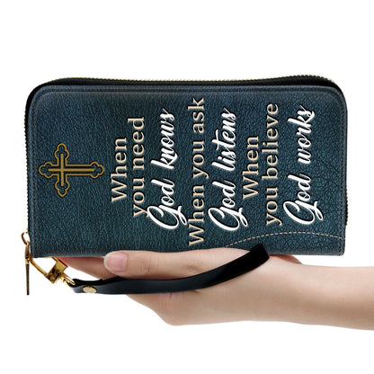 Spiritual Gifts For Women When You Need, God Knows Cross Clutch Purse For Women - Personalized Name - Christian Gifts For Women