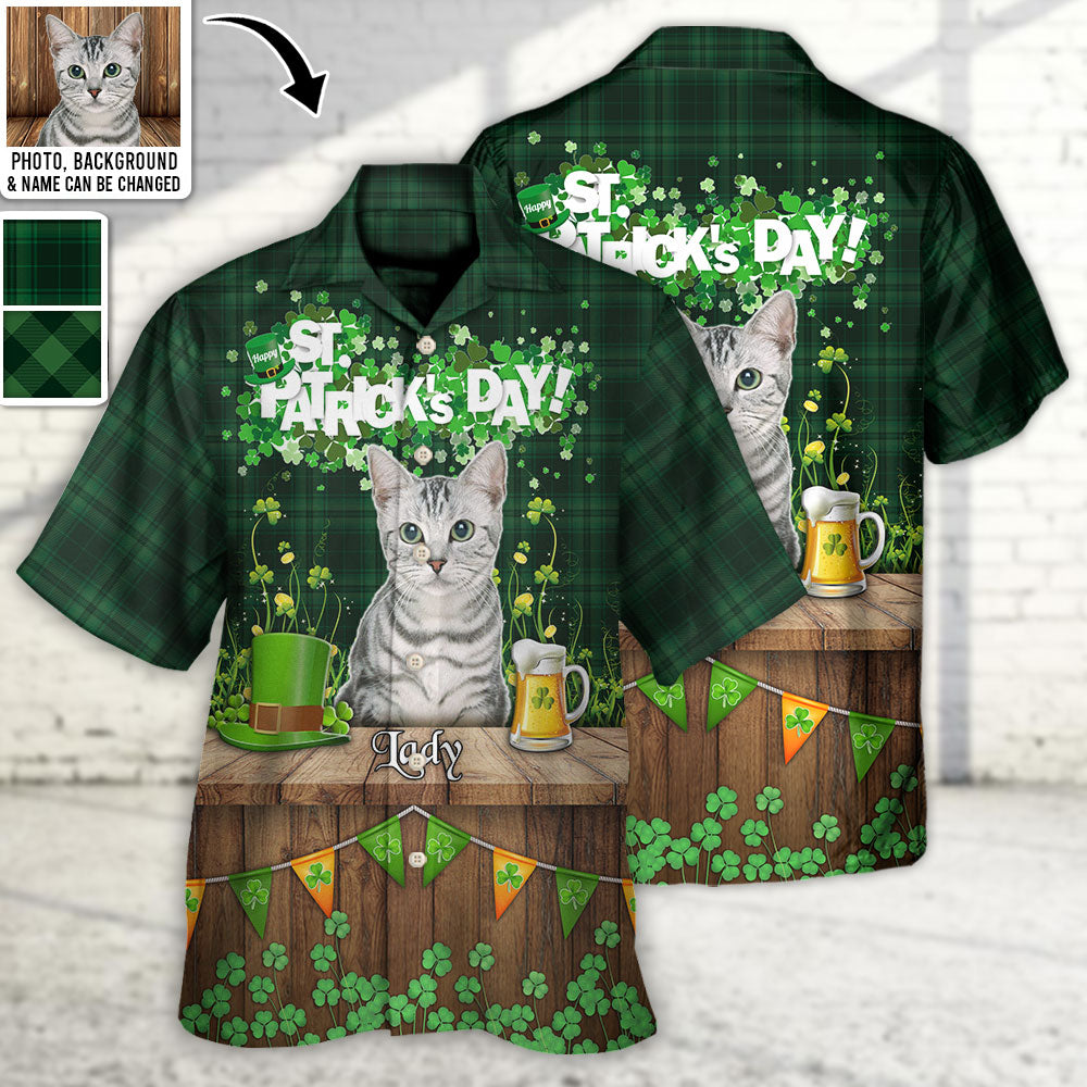 St.Patrick's Day Happy Luck Coin Gold Shamrock Custom Photo Personalized Hawaiian Shirt For Men & Women - Personalized Photo Gifts