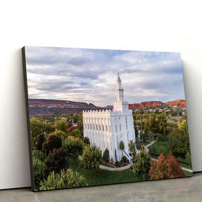 St. George Temple Canyon View Canvas Wall Art - Jesus Christ Picture - Canvas Christian Wall Art