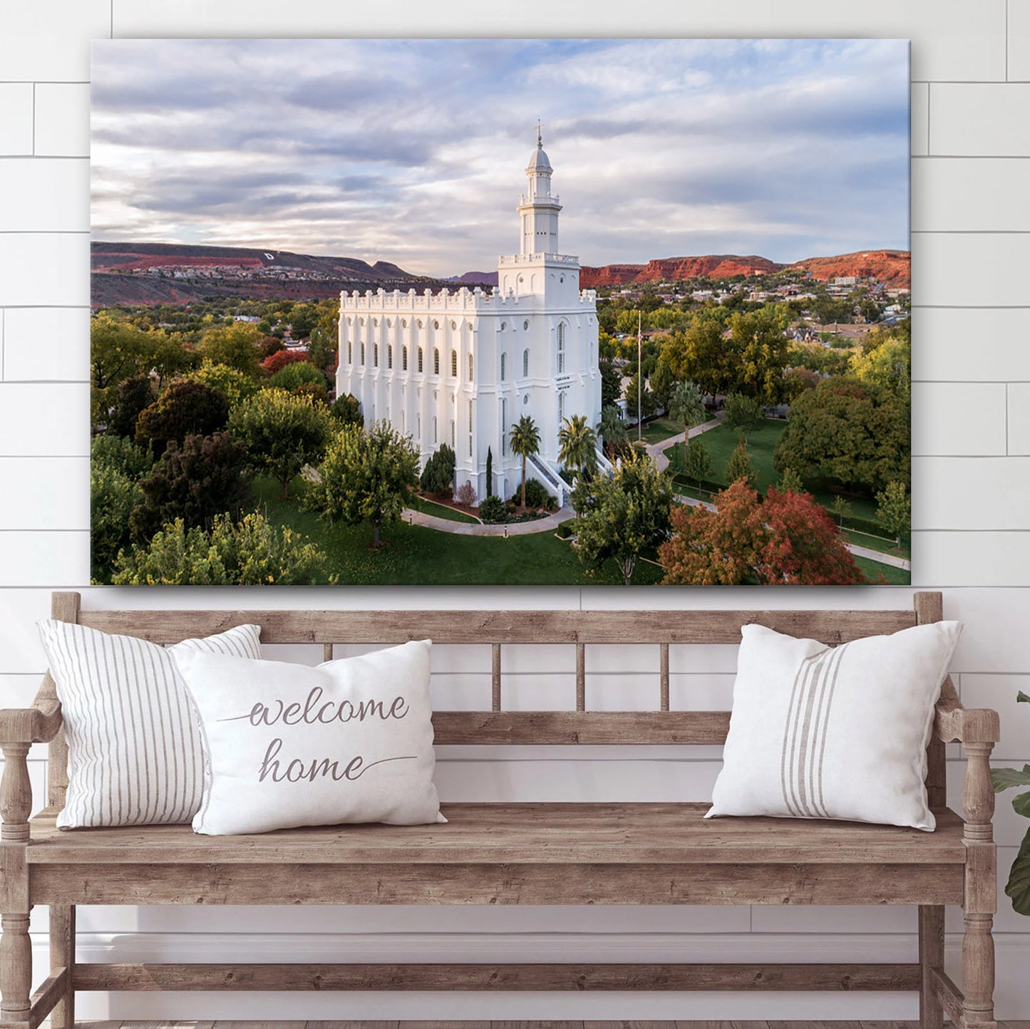St. George Temple Canyon View Canvas Wall Art - Jesus Christ Picture - Canvas Christian Wall Art