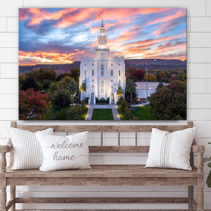 St. George Temple Greater Heights Canvas Wall Art - Jesus Christ Picture - Canvas Christian Wall Art