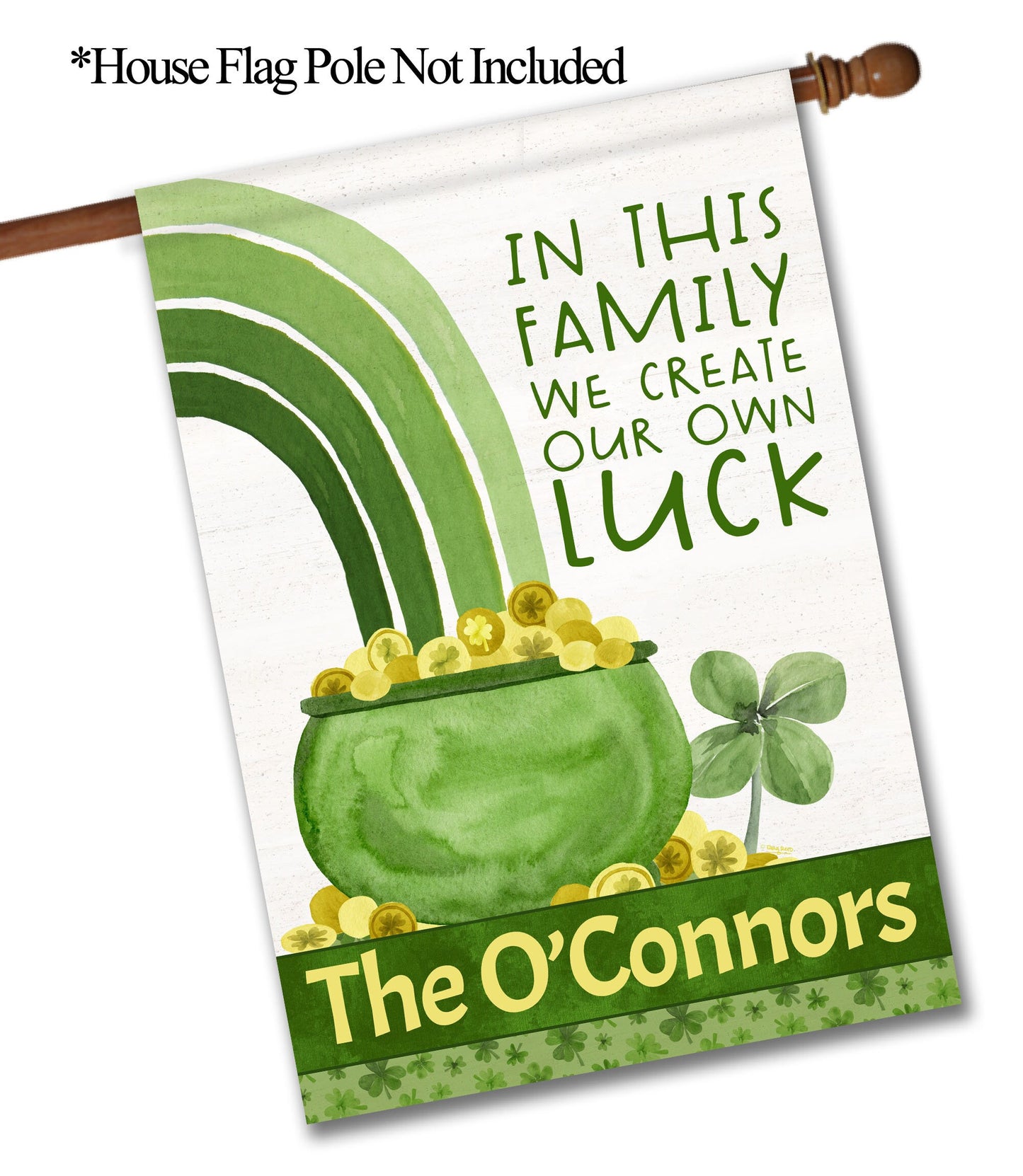 St. Patrick's Day Create Our Own Luck Shamrock Personalized House Flag - St. Patrick's Day Garden Flag - St. Patrick's Day Decorative Flags