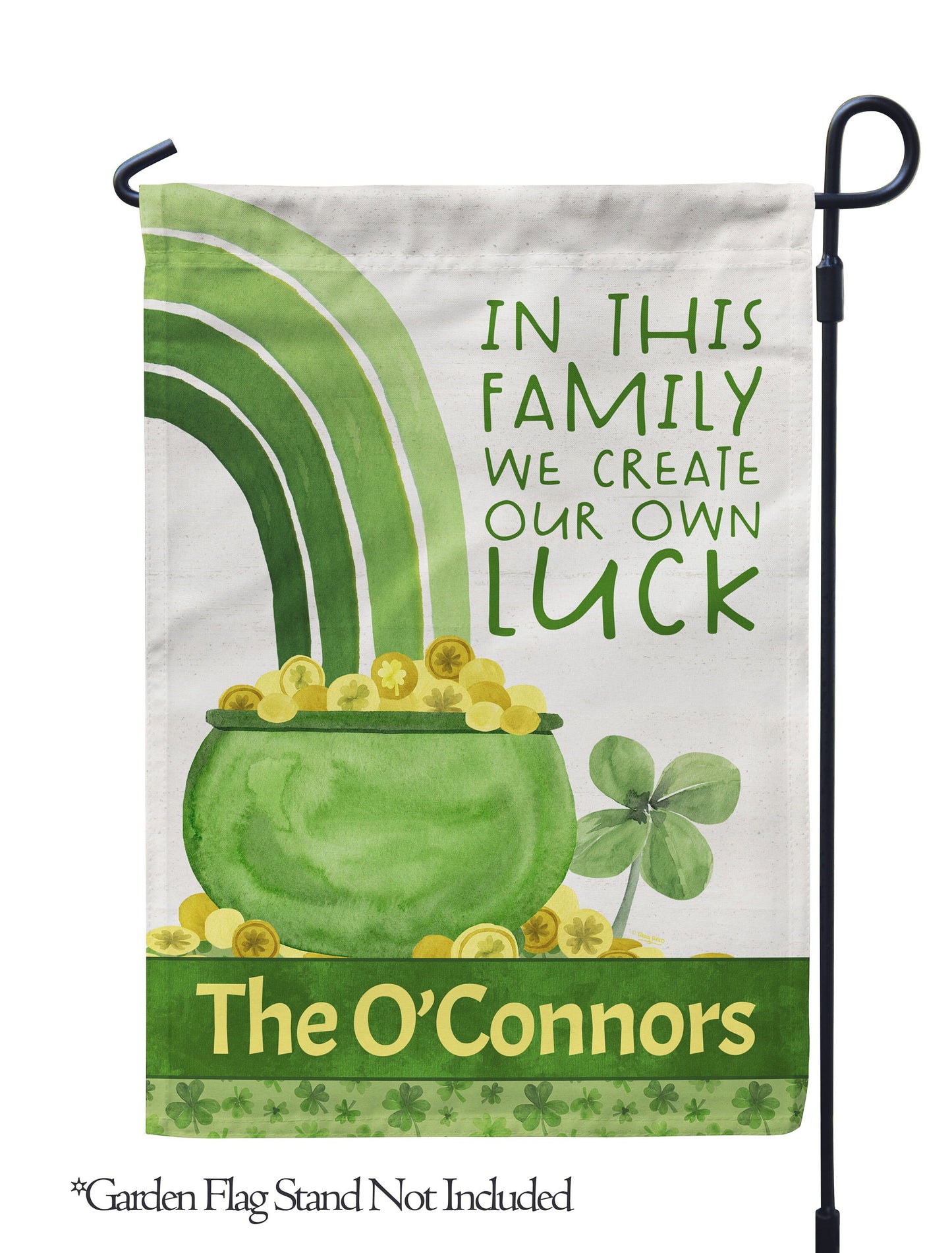 St. Patrick's Day Create Our Own Luck Shamrock Personalized House Flag - St. Patrick's Day Garden Flag - St. Patrick's Day Decorative Flags