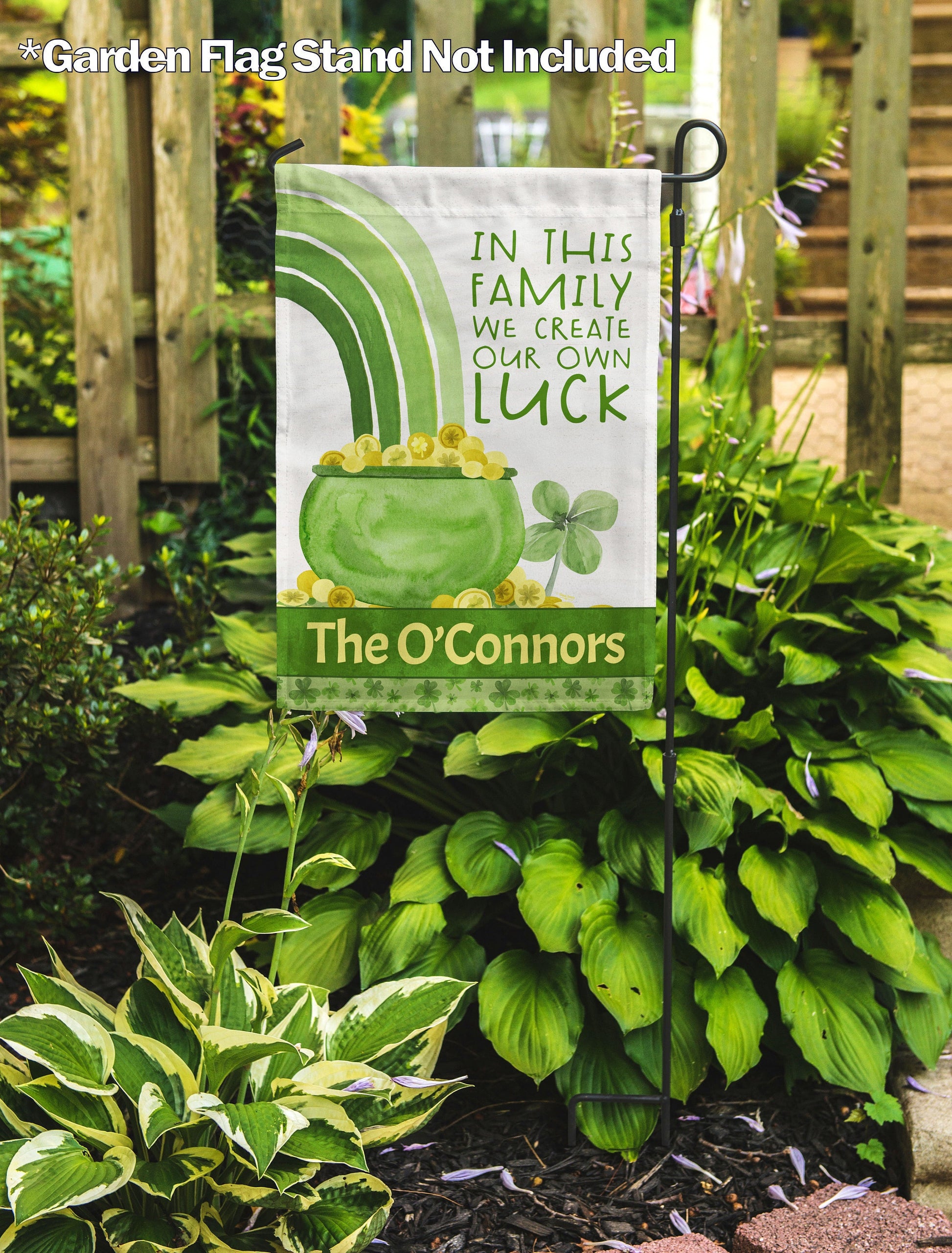 St. Patrick's Day Create Our Own Luck Shamrock Personalized House Flag - St. Patrick's Day Garden Flag - St. Patrick's Day Decorative Flags