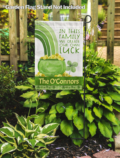 St. Patrick's Day Create Our Own Luck Shamrock Personalized House Flag - St. Patrick's Day Garden Flag - St. Patrick's Day Decorative Flags