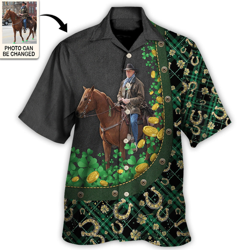 St. Patrick's Day Horse Lover Custom Photo Hawaiian Shirt For Men & Women - Personalized Photo Gifts