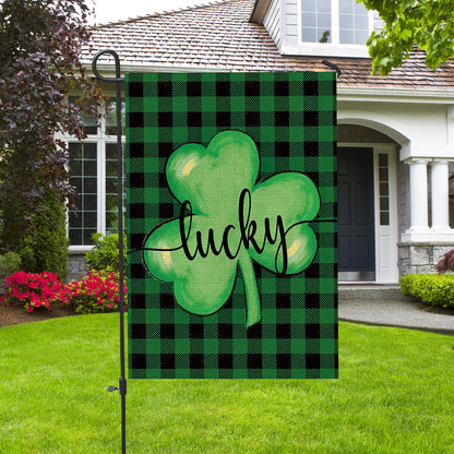 St. Patrick's Day Lucky Shamrock Clover House Flag - St. Patrick's Day Garden Flag - Outdoor St Patrick's Day Decor