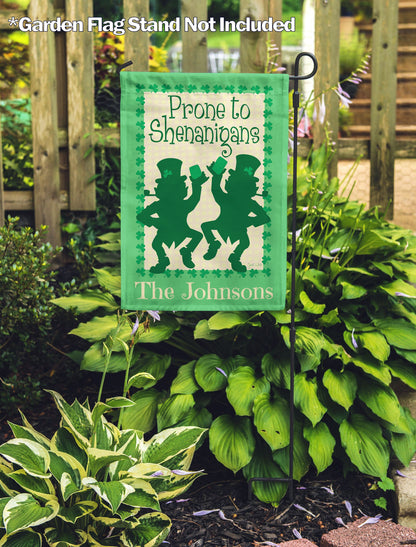 St. Patrick's Day Prone To Shenanigans Personalized House Flag - St. Patrick's Day Garden Flag - St. Patrick's Day Decorative Flags