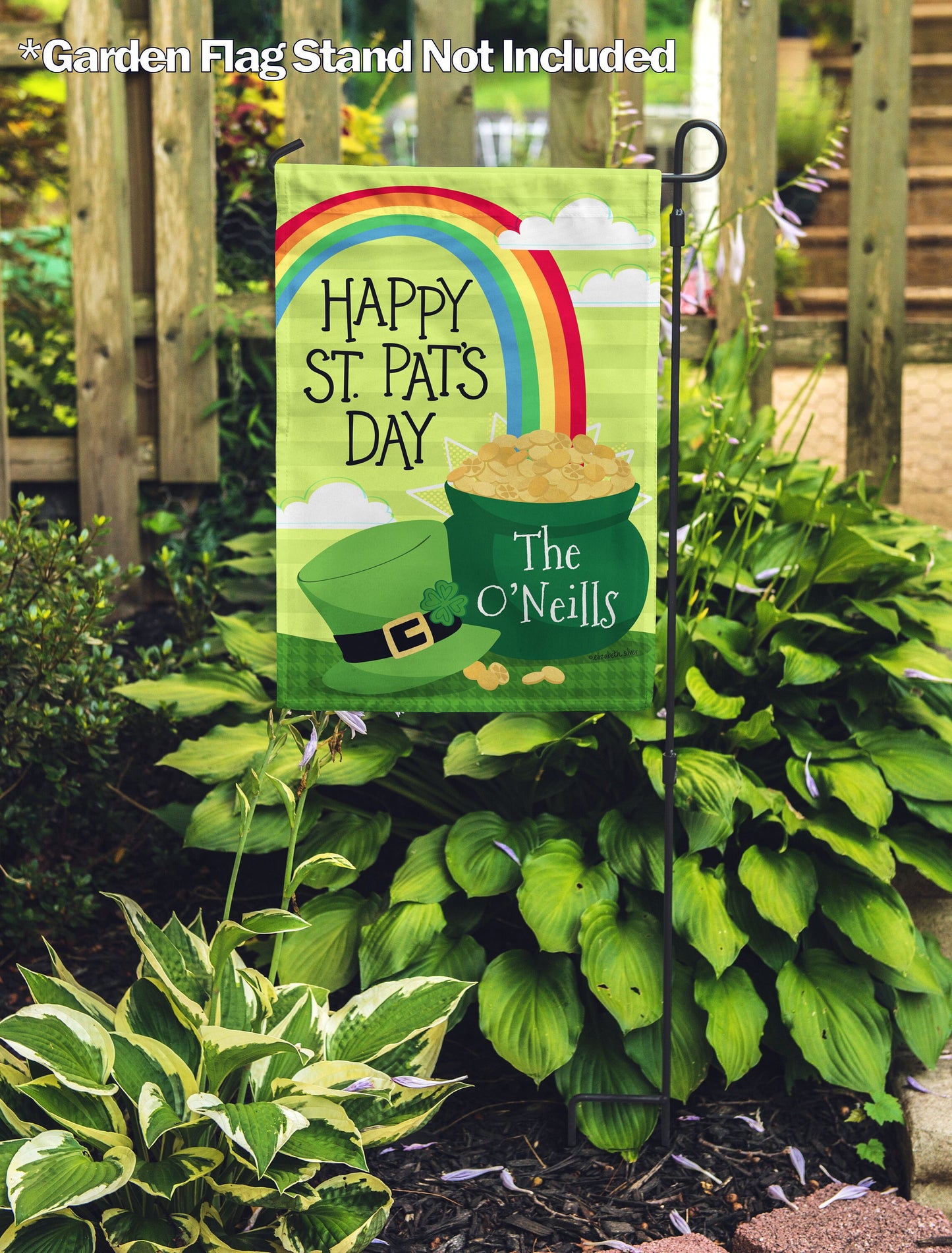 St. Patrick's Day St. Pat's Pot Of Gold Personalized House Flag - St. Patrick's Day Garden Flag - St. Patrick's Day Decorative Flags