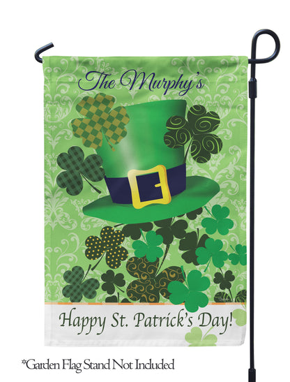 St. Patricks Day Irish Hat Personalized House Flag - St. Patrick's Day Garden Flag - St. Patrick's Day Decorative Flags