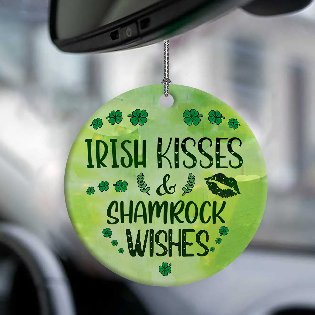 St Patricks Day Gnome Irish Kisses And Shamrock Wishes Ceramic Circle Ornament - Decorative Ornament - Christmas Ornament