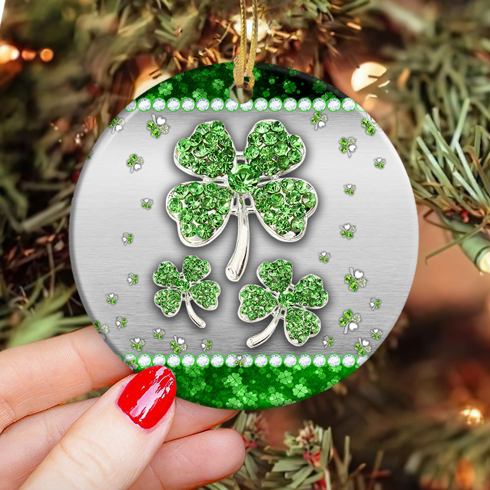 St Patricks Day Jewelry Clover Sweet And Lucky Ceramic Circle Ornament - Decorative Ornament - Christmas Ornament