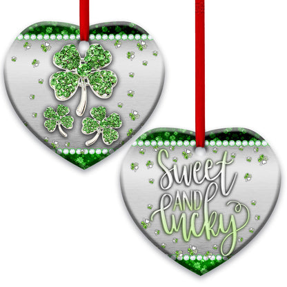 St Patricks Day Jewelry Clover Sweet And Lucky Heart Ceramic Ornament - Christmas Ornament - Christmas Gift