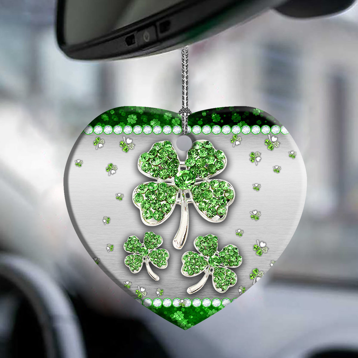 St Patricks Day Jewelry Clover Sweet And Lucky Heart Ceramic Ornament - Christmas Ornament - Christmas Gift