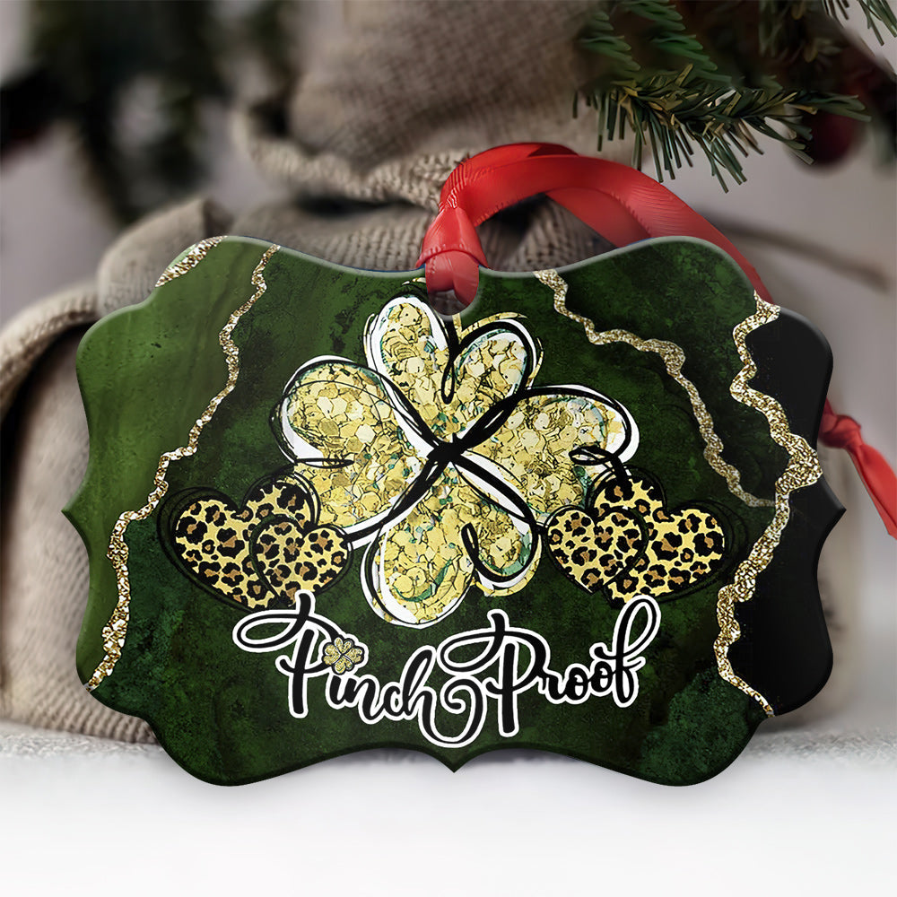St Patricks Day Marble Clover Pinch Proof Metal Ornament - Christmas Ornament - Christmas Gift