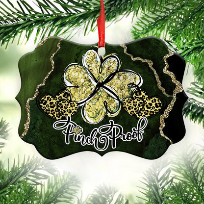 St Patricks Day Marble Clover Pinch Proof Metal Ornament - Christmas Ornament - Christmas Gift