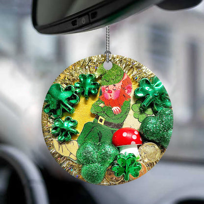St Patricks Day Marble With Mushroom Ceramic Circle Ornament - Decorative Ornament - Christmas Ornament