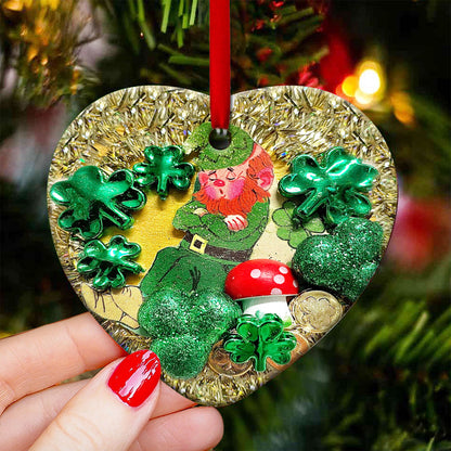 St Patricks Day Marble With Mushroom Heart Ceramic Ornament - Christmas Ornament - Christmas Gift