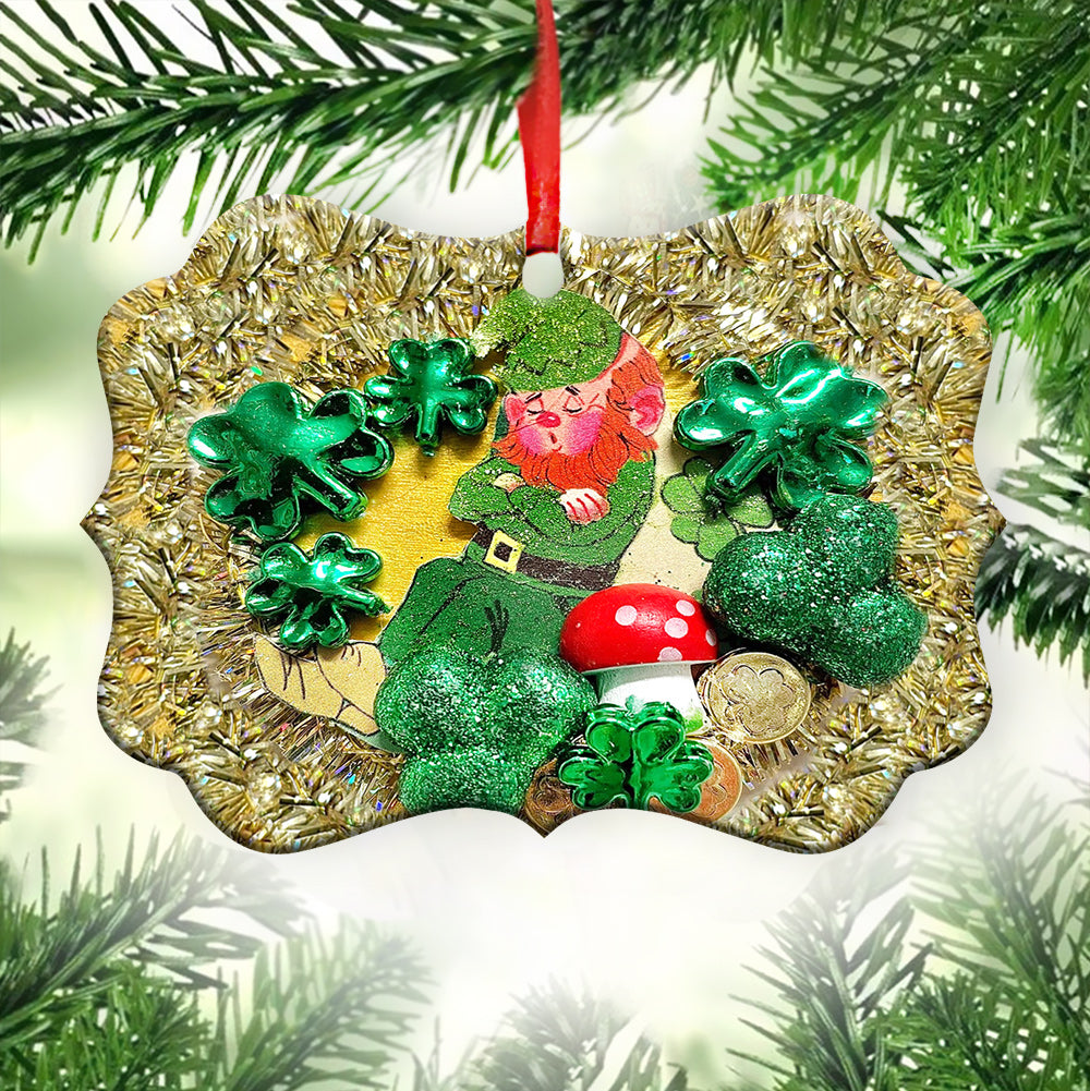 St Patricks Day Marble With Mushroom Metal Ornament - Christmas Ornament - Christmas Gift