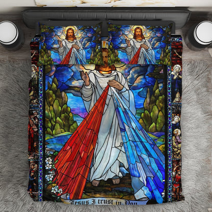 Stained Glass Window Jesus Jesus Bedding Set - Christian Bedding Sets