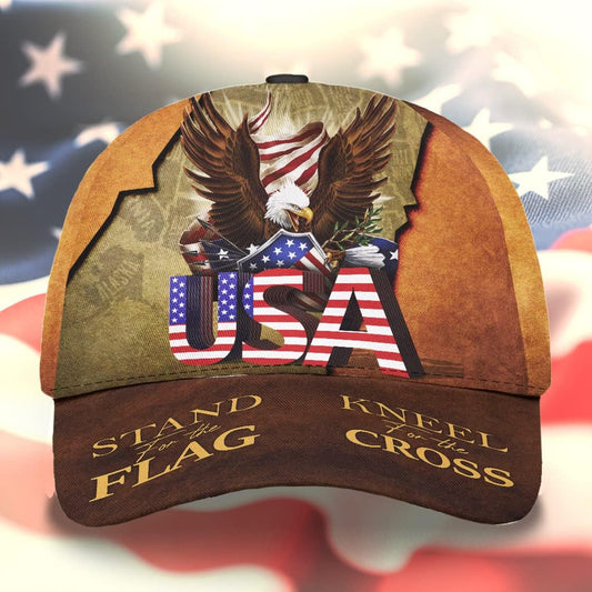 Stand For Flag Kneel For Cross Classic Hat All Over Print - Christian Hats for Men and Women