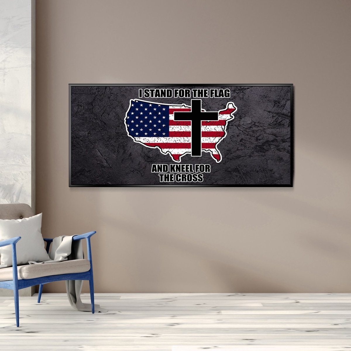 Stand For The Cross, Kneel For The Flag American Flag Patriotic Wall Art - Christian Canvas Wall Art