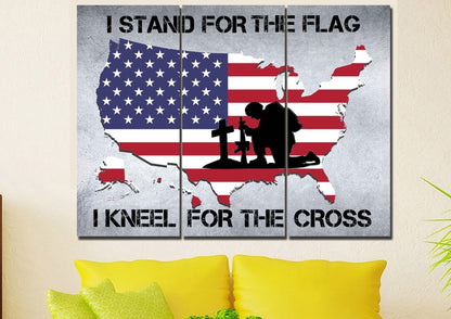 Stand For The Flag American Flag Patriotic Wall Art - Christian Canvas Wall Art