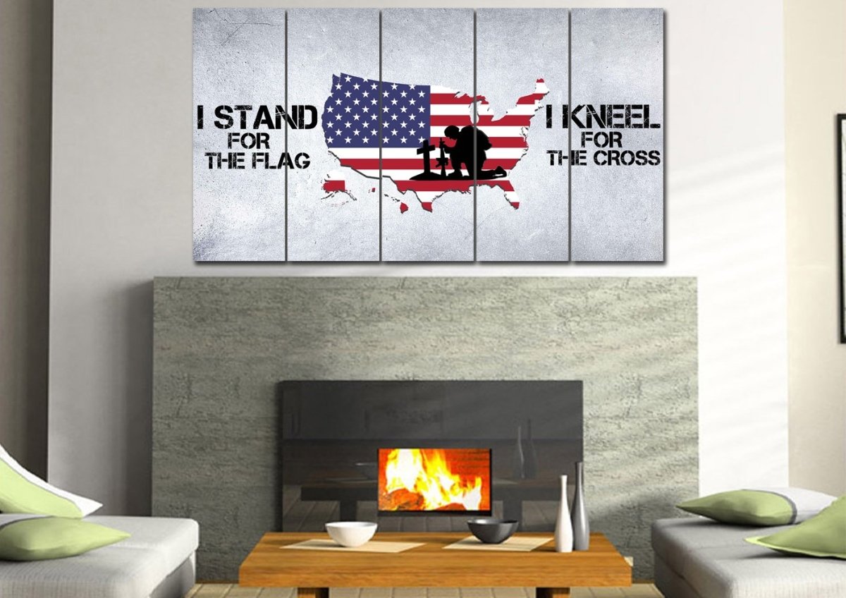 Stand For The Flag American Flag Patriotic Wall Art - Christian Canvas Wall Art