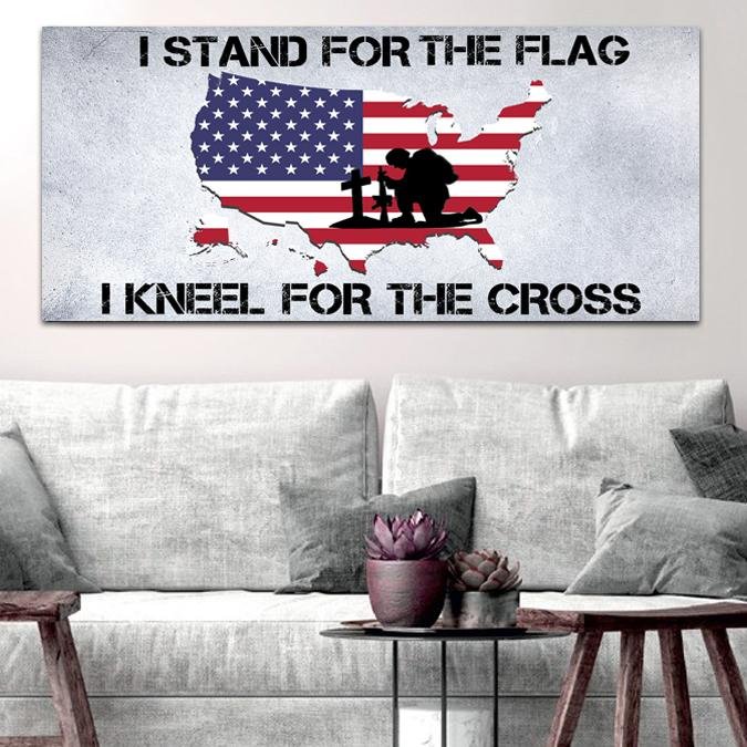 Stand For The Flag American Flag Patriotic Wall Art - Christian Canvas Wall Art