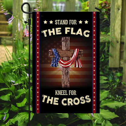 Stand For The Flag Kneel For The Cross Flag - Religious House Flags - Christian Garden Flags