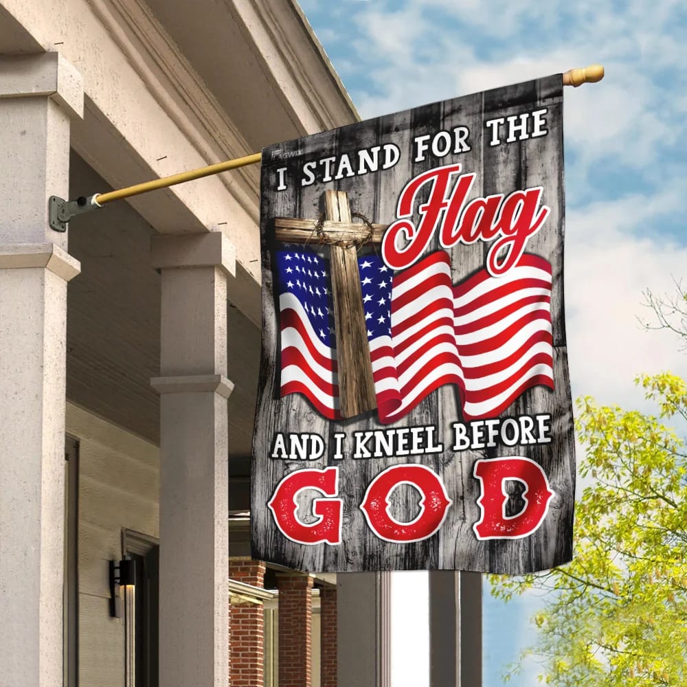 Stand For The House Flags Kneel Before God Christian American House Flags - Christian Garden Flags - Outdoor Christian Flag
