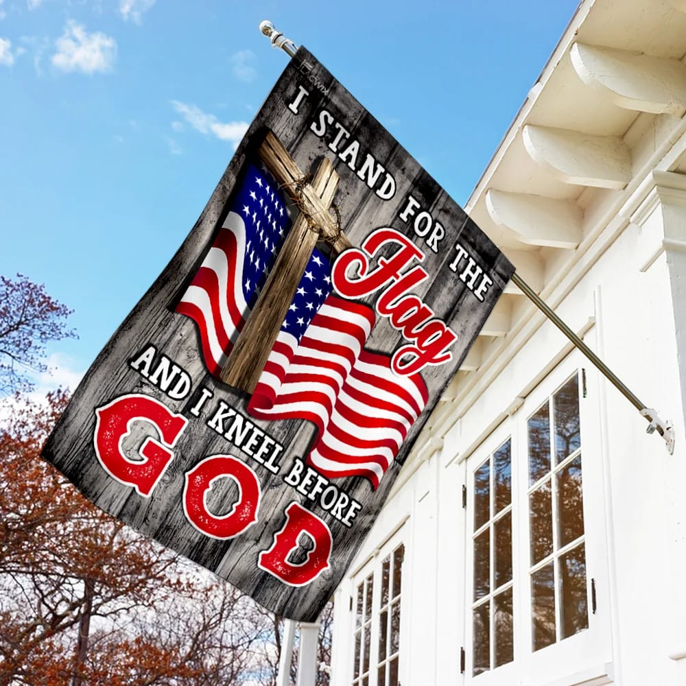 Stand For The House Flags Kneel Before God Christian American House Flags - Christian Garden Flags - Outdoor Christian Flag